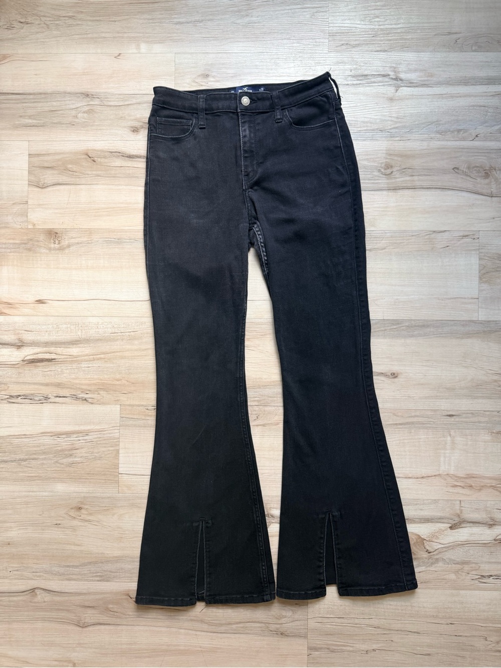 Hollister Black Flared Jeans with Front Hem Slits
